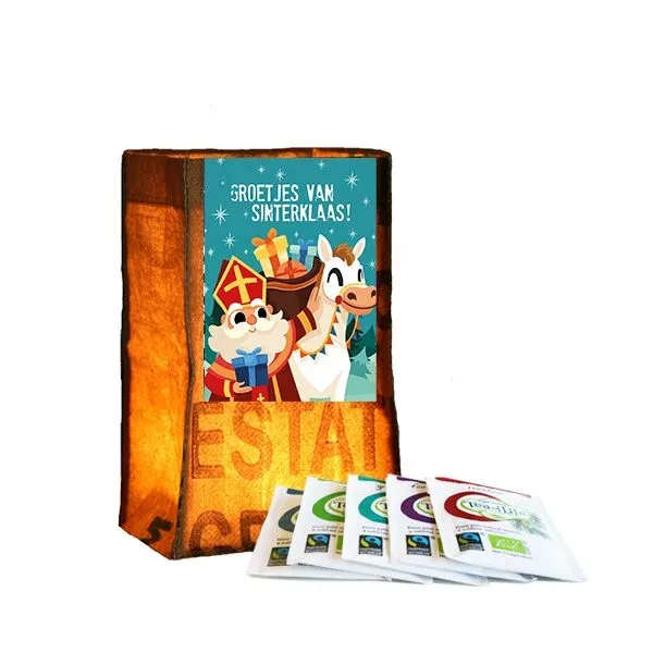Tealight incl. 5 theezakjes en themakaart Sint